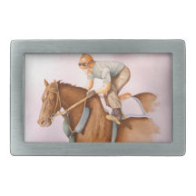 Race Horse and Jockey Belt Buckle