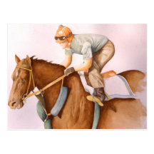 Race Horse and Jockey Postcard
