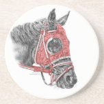 Race Horse Red Silks Portrait Coasters