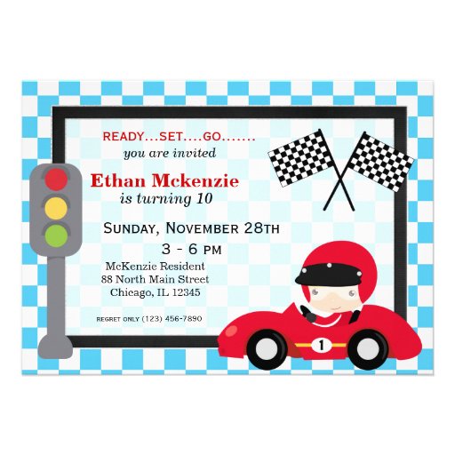 Racecar birthday announcement