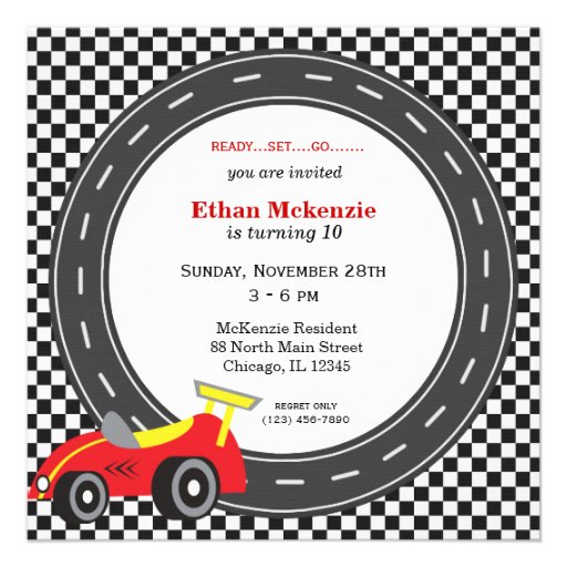 Racecar Birthday Custom Announcements