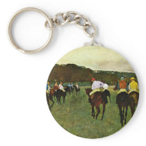 Racehorses In Longchamp By Edgar Degas Key Chain