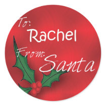 Rachel Personalized Gift Tag from Santa Stickers