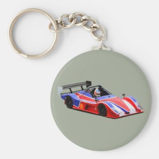 racing car basic round button keychain