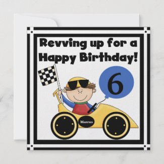 Racing Car Customized Birthday Invites invitation