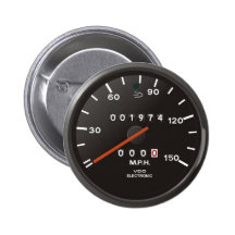 Racing car speedometer, inspired by air-cooled 911 pinback button
