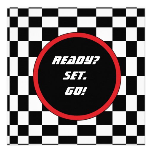 Racing Checkers Birthday Party Invitations