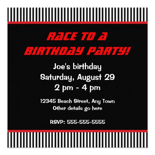 Racing Checkers Birthday Party Invitations