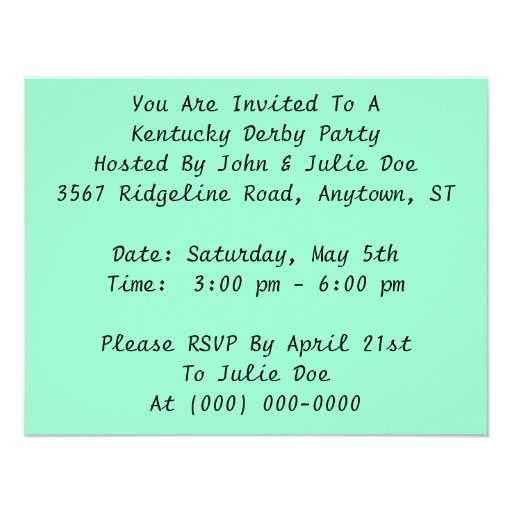 Racing Horses race Kentucky Derby Party Invitation