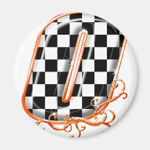 Racing number 0 orange refrigerator magnets
