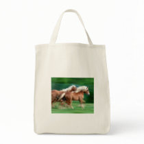 Racing Palomino Horses Grocery Tote Bags