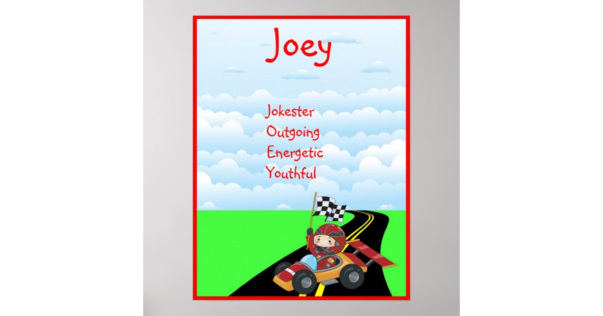 Racing Race Car Boys Room Name Art Print Zazzle