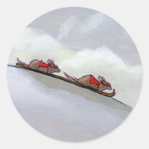 Racing rats skiing downhill fun unique rat art sticker