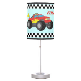 Racing Red Monster Truck, for Boys Room Table Lamps