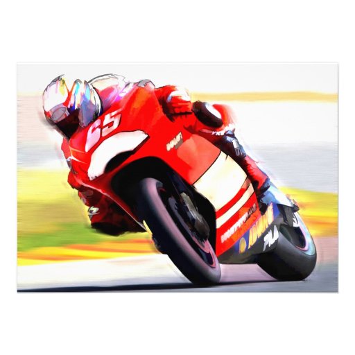 Racing Red Motorcycle Personalized Invite