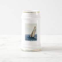 Racing Sailboat Beer Stein Coffee Mugs