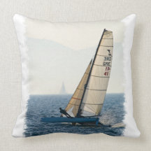 Racing Sailboat Pillow
