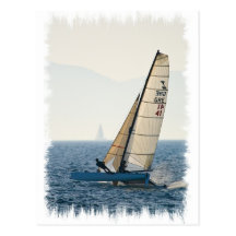 Racing Sailboat Postcard