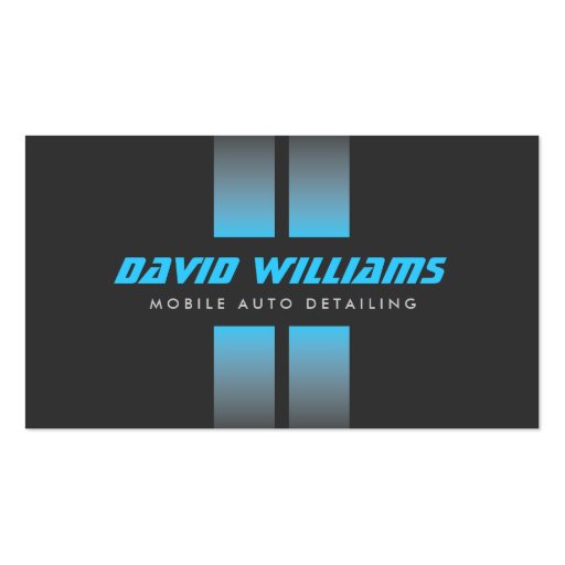 RACING STRIPES BLUE/GRAY Auto Detailing, Repair Business Card Templates (front side)