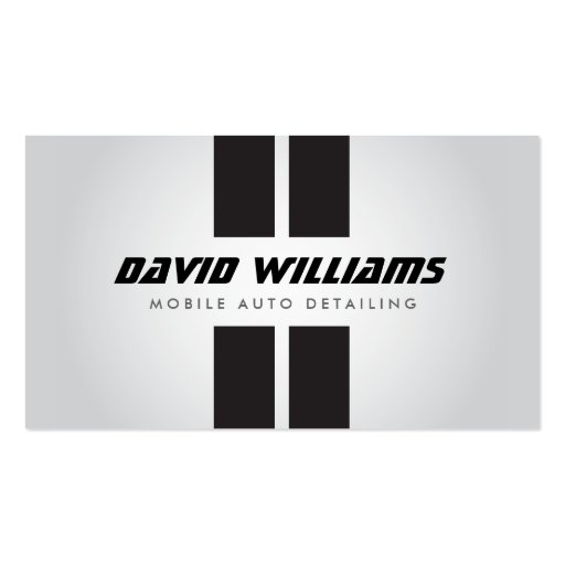 RACING STRIPES GRAY/BLACK Auto Detailing, Repair Business Card Template (front side)