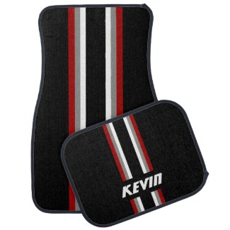Racing Stripes Personalized Floor Mat