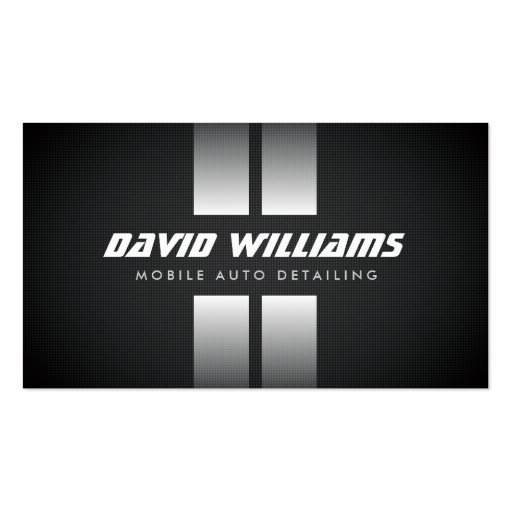 RACING STRIPES WHITE/BLACK Auto Detailing, Repair Business Card (front side)