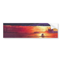 "Racing the Sun" Seascape Watercolor bumper stickers