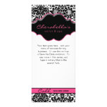 Rack Card Damask White Black Pink Floral Frame