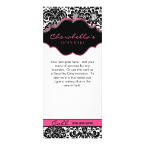 Rack Card Damask White Black Pink Floral Frame