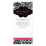 Rack Card Damask White Black Pink Floral Frame