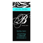 Rack Card Zebra Beauty Salon Spa Turquoise Blue