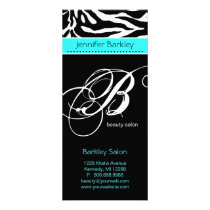 Rack Card Zebra Beauty Salon Spa Turquoise Blue