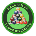 RACK 'EM UP - I LOVE BILLIARDS stickers