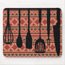 Rack of kitchen utensils mouse pad