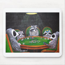 Racoons Playing Poker mousepads