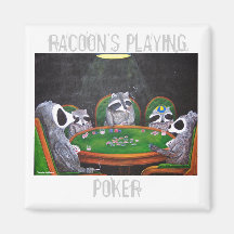 Racoon's Playing Poker Refrigerator Magnets