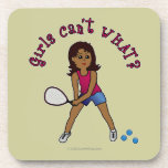 Racquetball Girl (Dark) Beverage Coasters