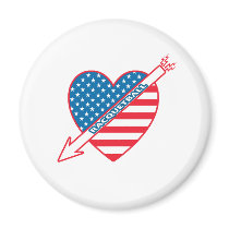 Racquetball Patriot Heart Refrigerator Magnets