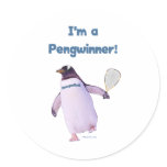 Racquetball Penguin Round Stickers