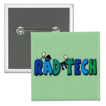 Rad Tech With Stick People and Xrays Design Pinback Button