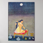 Radha At Night. Mughal Painting Ca 1650Th By Indis Print