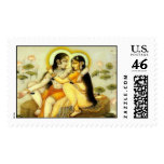 Radha-Krishna lotus pond postage