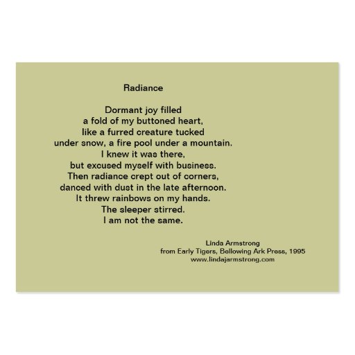 Radiance Poetry Trading Card Large Business Cards (Pack Of 100) Zazzle