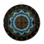 Radiant Blue and Black Mandala Dart Board dartboards