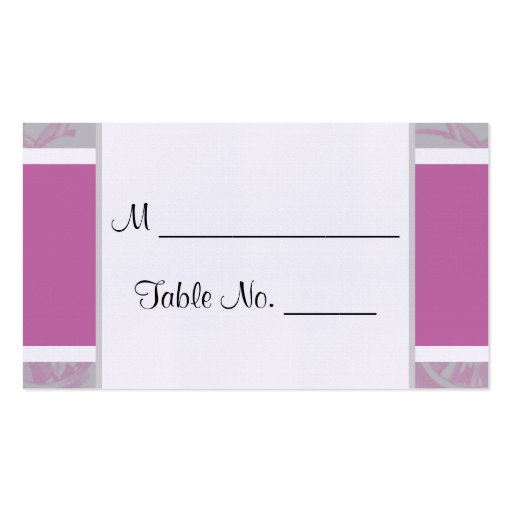 Radiant Orchid and Grey Posh Wedding Place Cards Business Card (front side)
