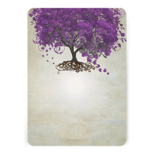 Radiant Orchid Purple Heart Leaf Tree Wedding Card