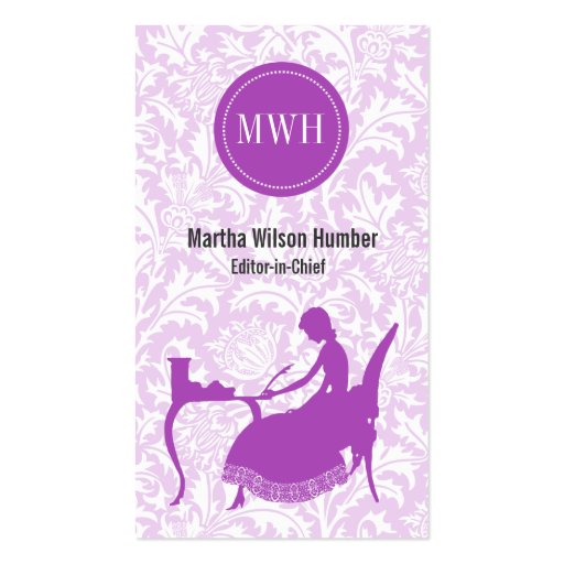 Radiant Orchid Writer Author Business Card (front side)