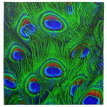 Radiant Peacock Feathers Art Design Cloth Napkin