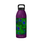 Radiant Peacock Feathers Art Design Water Bottle