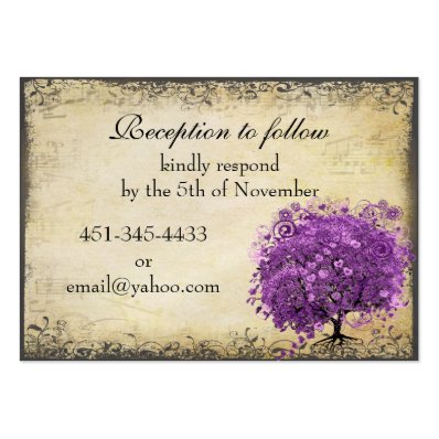 Radiant Purple Heart Leaf Tree Wedding Large Business Card